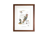 The Wet Weather Warrior Bryn Parry Open Edition Print by CountrysideGreetings features a fisherman in water with his dog and a duck overhead—a humorous countryside scene perfect for game shooting fans.