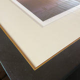 Close-up of a framed CountrysideGreetings Crab Apple Tree limited edition Giclee print by Charles Sainsbury-Plaice, showing the matted edge, frame corner, and part of the signed, numbered artwork.