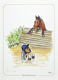 Limited edition horse riding cartoon art print.  Very Cross Country by Bryn Parry. Available framed or mounted only