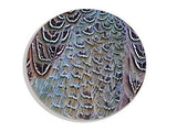 The Countryside Greetings Decorative Placemat features Charles Sainsbury-Plaice’s Hen Pheasant Plumage design, showcasing a close-up of iridescent green, brown, and purple feathers with intricate patterns on durable melamine laminate.