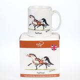 The Horse mug Foal Proud by Alex Underdown from Countryside Greetings features two playful foals and the text Foal Proud. Packaged in a matching illustrated box with a British flag icon, it’s an ideal gift for horse lovers.