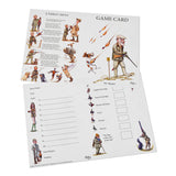 Shoot Game Cards. The Magnet by Bryn Parry for Countryside Greetings: two illustrated cards showing hunting scenes with gentlemen, dogs, and birds, plus spaces for species, scores, names & advice. Printed on sustainable card stock.