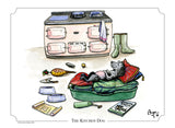Cocker spaniel cartoon signed print. The Kitchen Dog by Bryn Parry