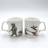 1 x Bone china shooting mug. Catapulting pheasants by Bryn Parry