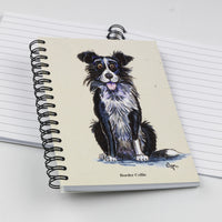 Cartoon dog themed A6 lined notebook. Collie Dog by Bryn Parry