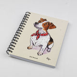 The Cartoon dog themed A6 lined notebook, Jack Russell by Bryn Parry from Countryside Greetings, features a cute Jack Russell illustration—an ideal gift for dog lovers and fans of Bryn Parry notebooks.