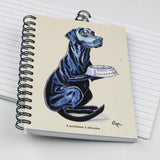 Cartoon dog themed A6 lined notebook. Lunchtime Labrador by Bryn Parry