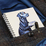 Cartoon dog themed A6 lined notebook. Lunchtime Labrador by Bryn Parry