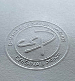 Embossed logo on white paper features COUNTRYSIDE GREETINGS and ORIGINAL PRINT around the CSP initials, celebrating the tradition of collectible art like the limited edition Polo and horse: Between Chukkas by Charles Sainsbury-Plaice.