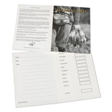 The Shoot Game Cards. French Partridge by Charles Sainsbury-Plaice from Countryside Greetings feature a black-and-white photo and sections to record shoot details, tally game like pheasant or rabbit, and include essential shoot safety information.