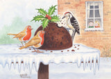 Cartoon Reindeer and Bird Christmas Card Pack by David Thelwell