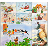 Cartoon Reindeer and Bird Christmas Card Pack by David Thelwell