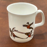 1 x Bone china shooting mug. Catapulting pheasants by Bryn Parry
