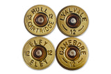 The Decorative Placemat Set by Charles Sainsbury-Plaice from Countryside Greetings features shotgun cartridge designs with HULL CARTRIDGE, LYALVALE, ELEY, and GAMEBORE brands, each marked 12 on a white background.