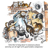 Five mischievous cats play among alley trash cans, embodying the playful charm of Thelwell’s art. Capture this fun with the CountrysideGreetings Thelwell Cartoon Cat Greeting Card Multipack – set of 12 square cards.