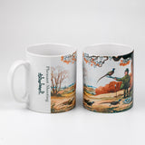 Set of two Countryside Greetings Shooting Mug by Thelwell - Pheasant Shooting ceramic mugs, each with a colorful autumn hunting scene of a man and pheasants; one mug reads Pheasant Shooting along the side. Perfect for a country kitchen.