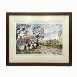 The Cartoon horse print. Willowbrook Riding School by Norman Thelwell from Countryside Greetings features children and horses with an instructor on a tree-lined path—an ideal equestrian-themed gift or wall art for horse lovers.