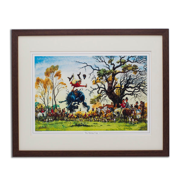 Cartoon horse and hunting print. The Stirrup Cup by Norman Thelwell.