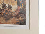 Close-up of a framed Shooting print. The Smooth Shoot by Thelwell from Countryside Greetings, showing an embossed Official Edition Print The Thelwell Estate seal—ideal for country sports art enthusiasts.