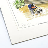 Limited edition horse riding cartoon art print.  Very Cross Country by Bryn Parry. Available framed or mounted only
