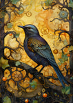 Bird Greeting Card. Clockwork Raven by Amanda Skipsey