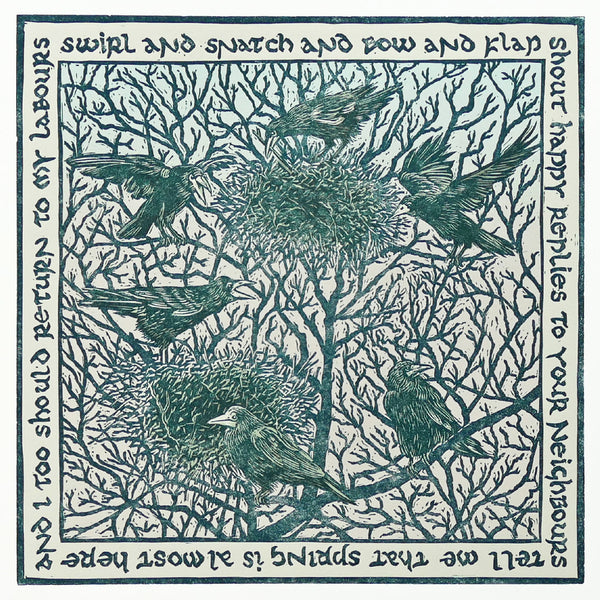 Bird, wildlife and nature greeting card featuring rooks. Perfect for birthdays and general correspondence Corvus frugilegus