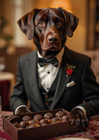Chocolate labrador with chocolates