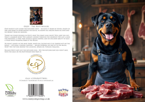 Ozzy the Rottweiler | Dog Greeting Card (A5) – The Butcher Edition by ...