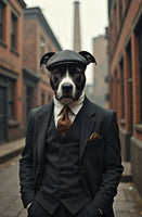 A5 greeting card featuring a tough-yet-dashing Staffordshire Bull Terrier dressed in full Peaky Blinders attire — complete with flat cap, tailored overcoat, and a piercing gaze that means business. This bold, character-driven design from the Countryside Greetings collection by Charles Sainsbury-Plaice blends vintage gangster style with canine charisma. Blank inside and printed in the UK, it’s the perfect card for fans of British drama, dog lovers, and those who appreciate a bit of attitude with their cards