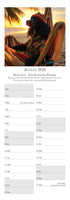 Calendar for August 2026 with a person in a hammock at sunset.