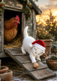 Hen & Kitten Christmas Card – The Hen House Helper | Santa Claws Christmas Tales