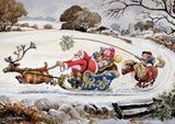Reindeer and pony Thelwell cartoon christmas card