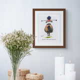 Framed Norman Thelwell pony print featuring humorous equestrian cartoon Balance Comes With Practice