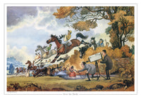 Fun horse racing art print. Over the Sticks by Thelwell