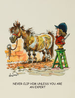 Cartoon pony print. Never clip him unless you are an expert by Norman Thelwell