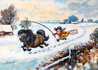 2025 Thelwell Horse and Pony Christmas Card Pack – Set of 8 Classic Humorous Cards with Envelopes