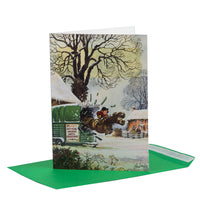 Thelwell Giant A4 Pony Christmas Card with Green Envelope - "Saddle up for a Season of Joy and Peace"