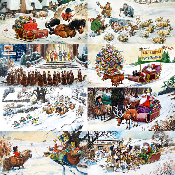 Multipack de cartes de Noël Le Poney de Thelwell 2023