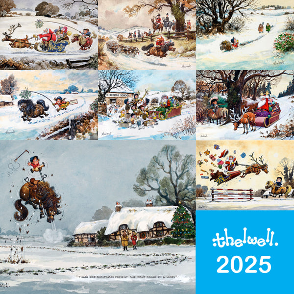 2025 Thelwell Horse and Pony Christmas Card Pack – Set of 8 Classic Humorous Cards with Envelopes