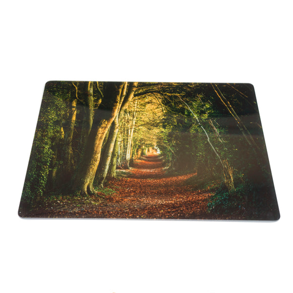 CSP Countryside Greetings Worktop Protector | Chopping Board | Food Platter – Featuring an Ancient beech tree line track by Charles Sainsbury-Plaice