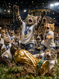 Cat Has Trophy | Funny Football Cat Greeting Card | A5 Blank Card