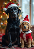 Mary & George – Festive Labrador Dogs Mum & Puppy Christmas Card (A5)