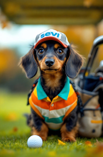 Sevi the Golfing Dachshund | Dog Greeting Card (A5) – Countryside Golf Edition by Countryside Greetings
