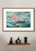 framed sailing cartoon by Thelwell