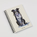Cartoon dog themed A6 lined notebook. Collie Dog by Bryn Parry