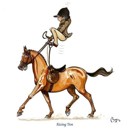 Horse riding greeting card by Bryn Parry. Rising Trot
