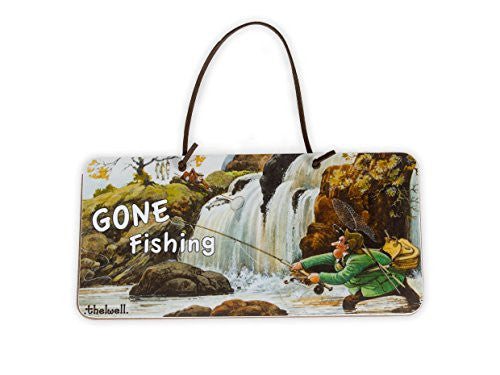 Fishing door sign. Gone fishing by Thelwell