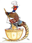 Shooting and Cooking Greeting Card by Bryn Parry. Mixed Up Pheasant