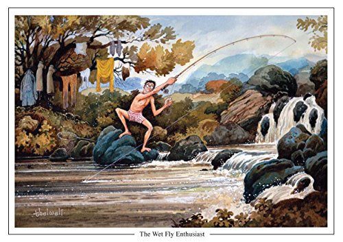 The Wet Fly Enthusiast by Norman Thelwell A5 Fishing Greeting Card