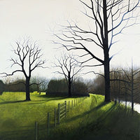 Landscape and tree greeting card. First hint of Spring